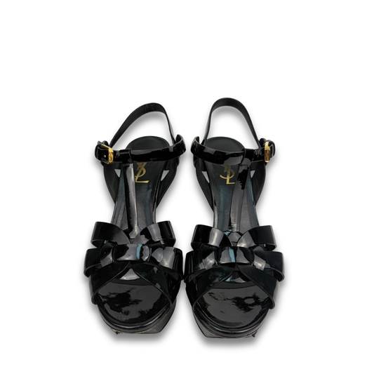 YSL Patent Leather Tribute 105mm Sandals - Size 37.5