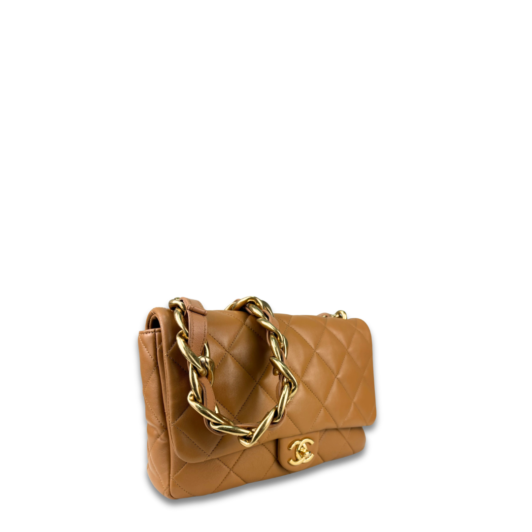 Chanel Camel Lambskin Medium Funky Town Flap Bag