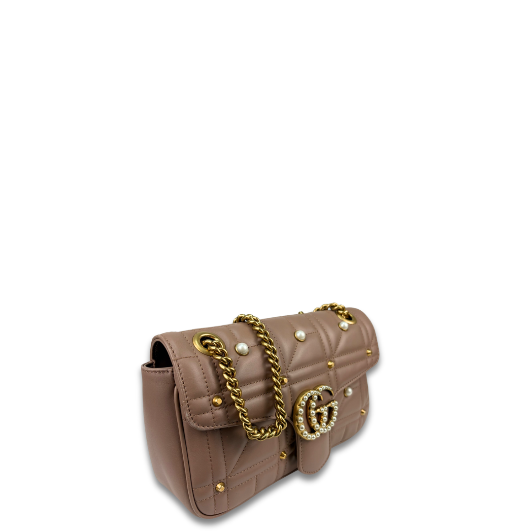 Gucci Beige Pearl Marmont Shoulder Bag