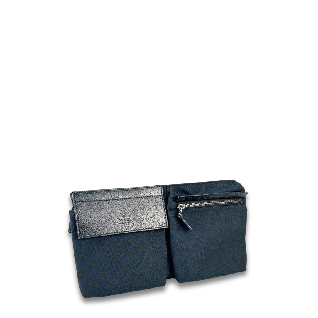 Gucci Canvas Double Pocket Waist Bag