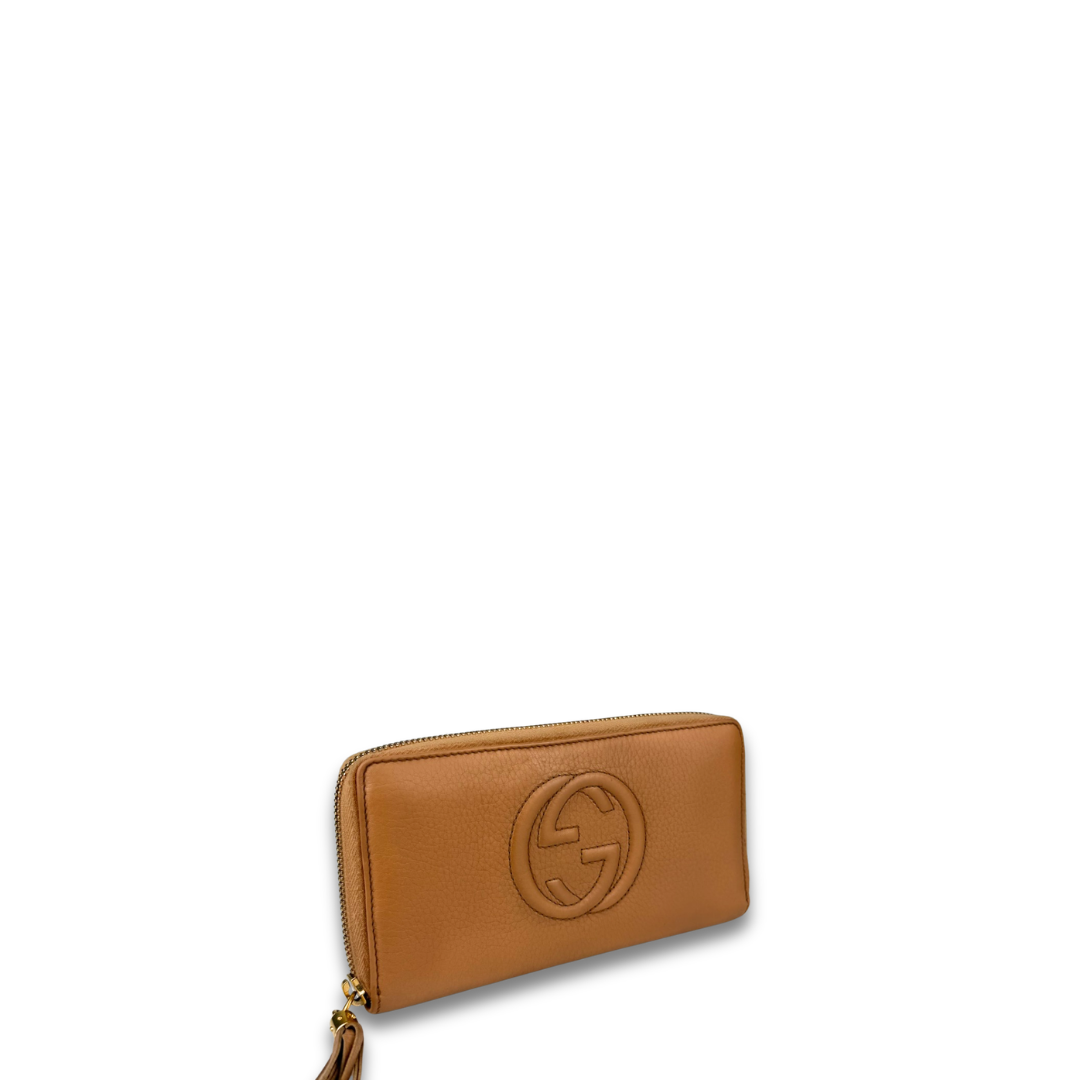 Gucci Beige Soho Zip Around Wallet