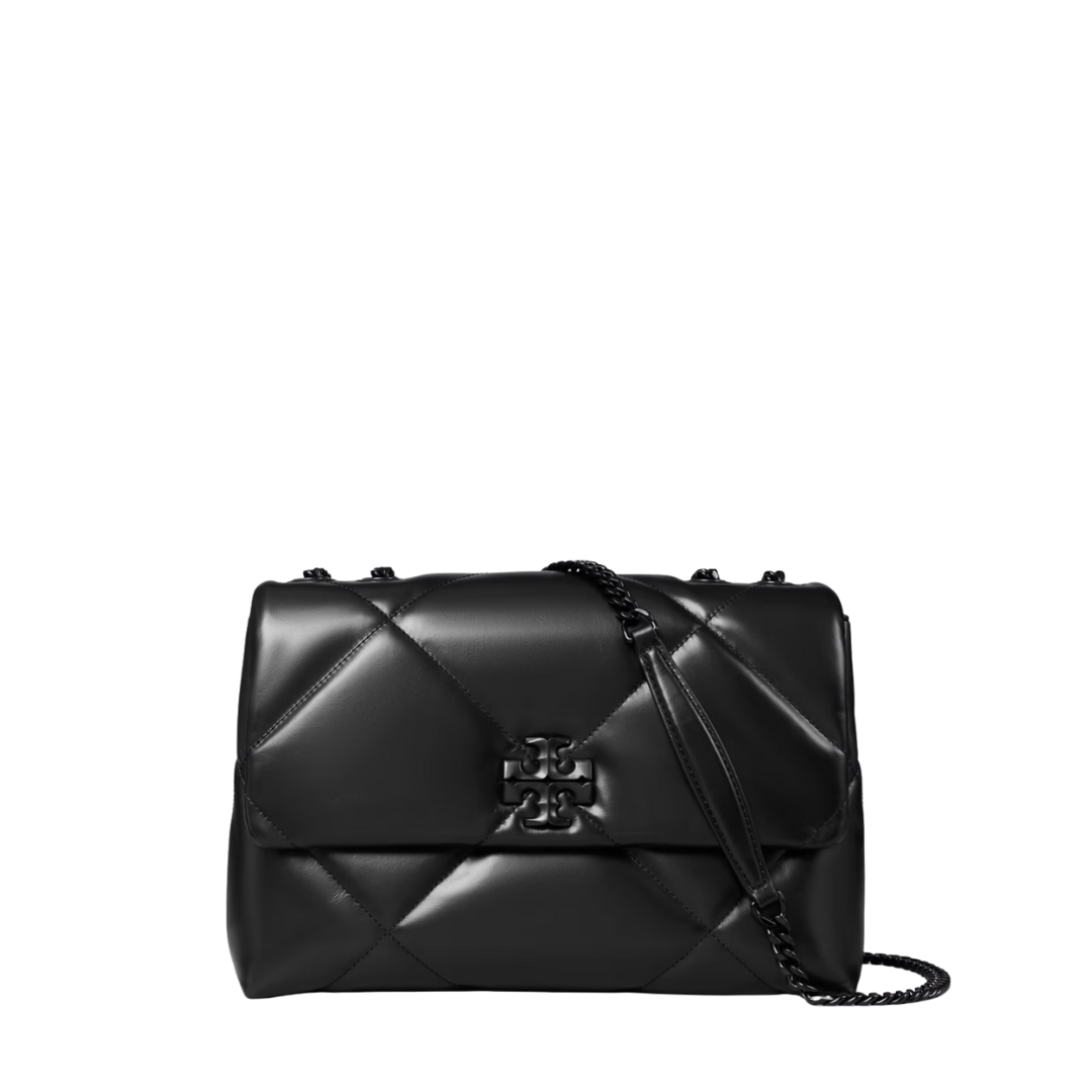 Tory Burch 黒レザー バッグ Tモノグラム レザー プチバレルバッグ: レディース クロスボディ