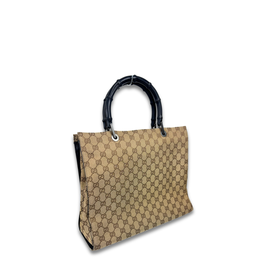 Gucci Canvas Bamboo Shopper Tote