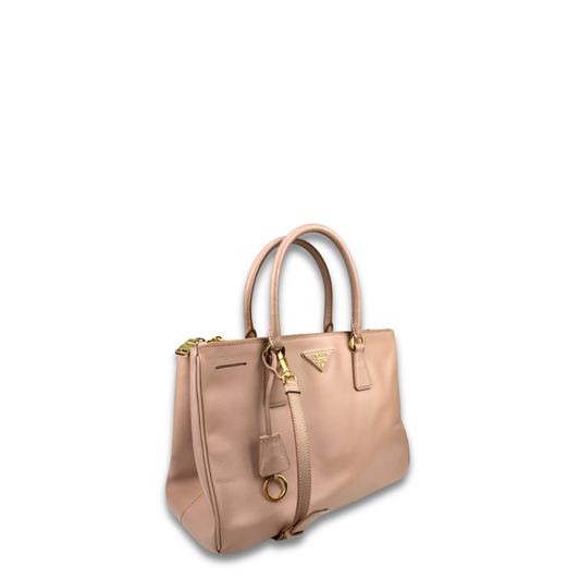 Prada Medium Beige Double Zip Galleria