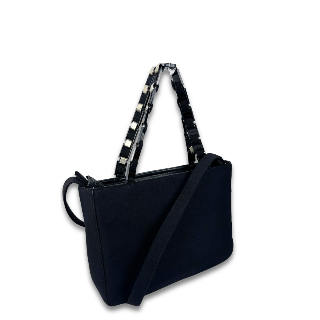 Ferragamo Black Chainlink Mini Tote