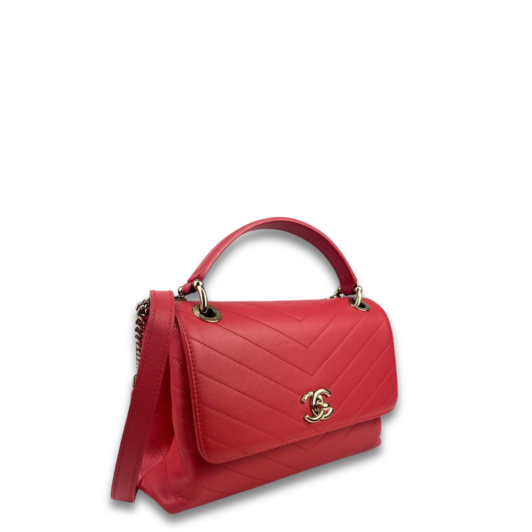 Chanel Pink Chevron Chic Top Handle