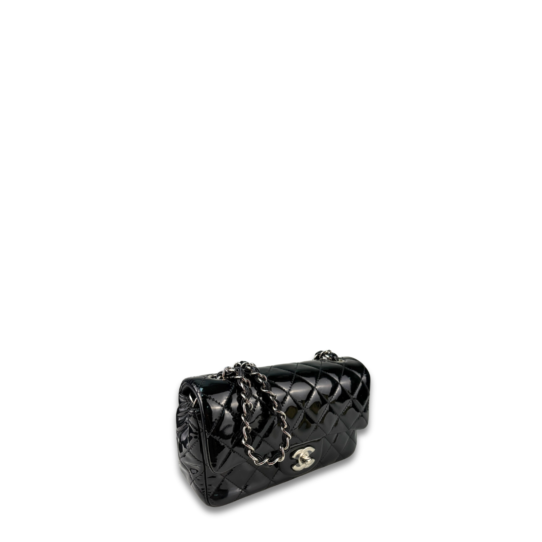Chanel Black Patent Rectangular Mini Single Flap