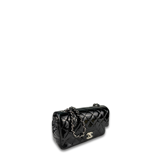 Chanel Black Patent Rectangular Mini Single Flap