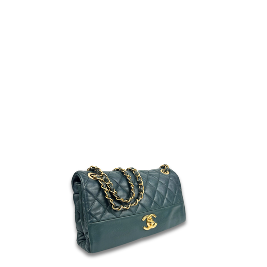 Chanel Dark Green Medium Soft Elegance Flap Bag