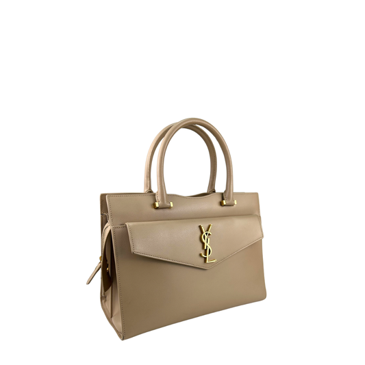 YSL Beige Medium Uptown Tote