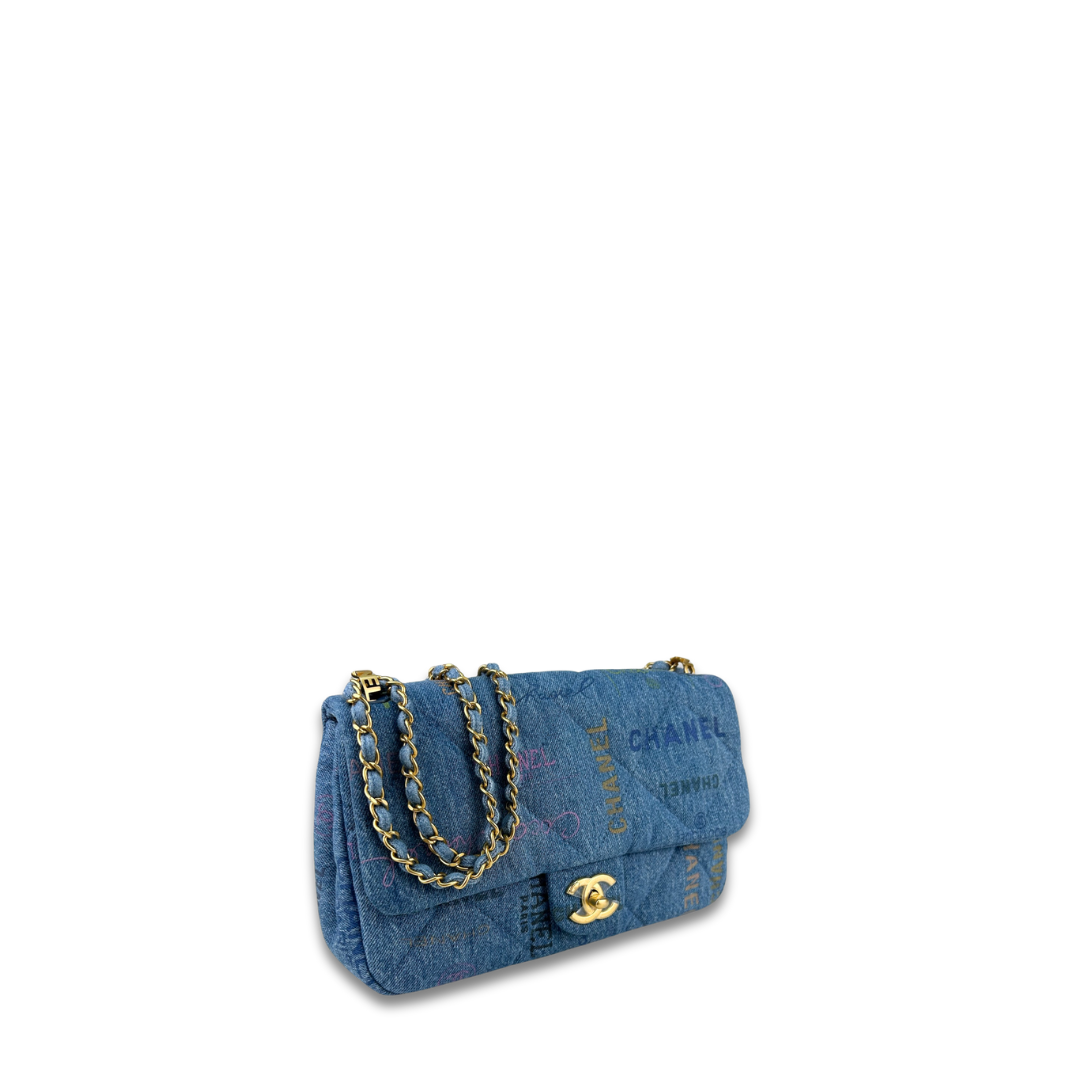 Chanel Large Quilted Denim Mood Flap Bag