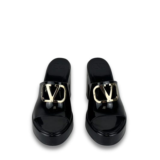 Valentino Shiny Rubber VLogo Mules - Size 37