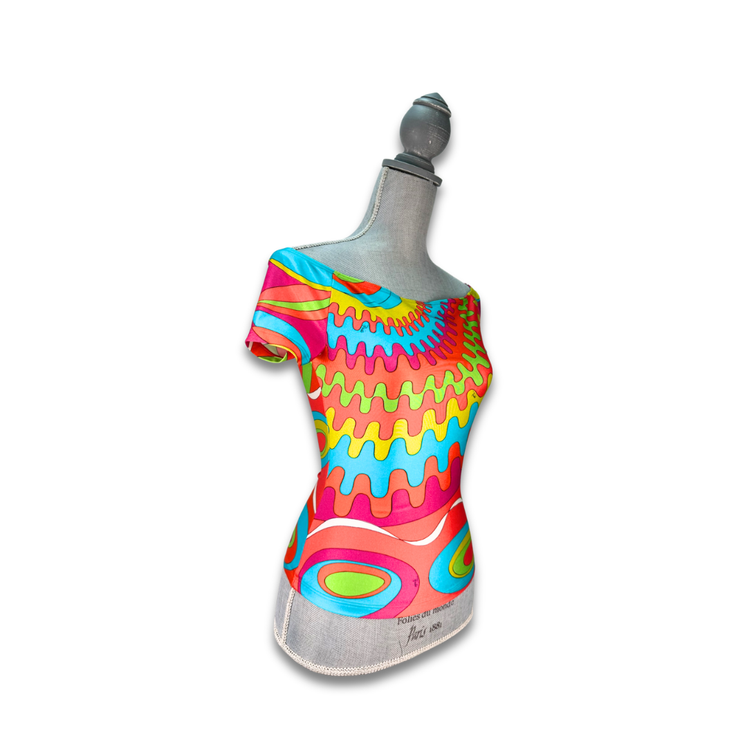 Emilio Pucci Neon Off The Shoulder Top - Size Small