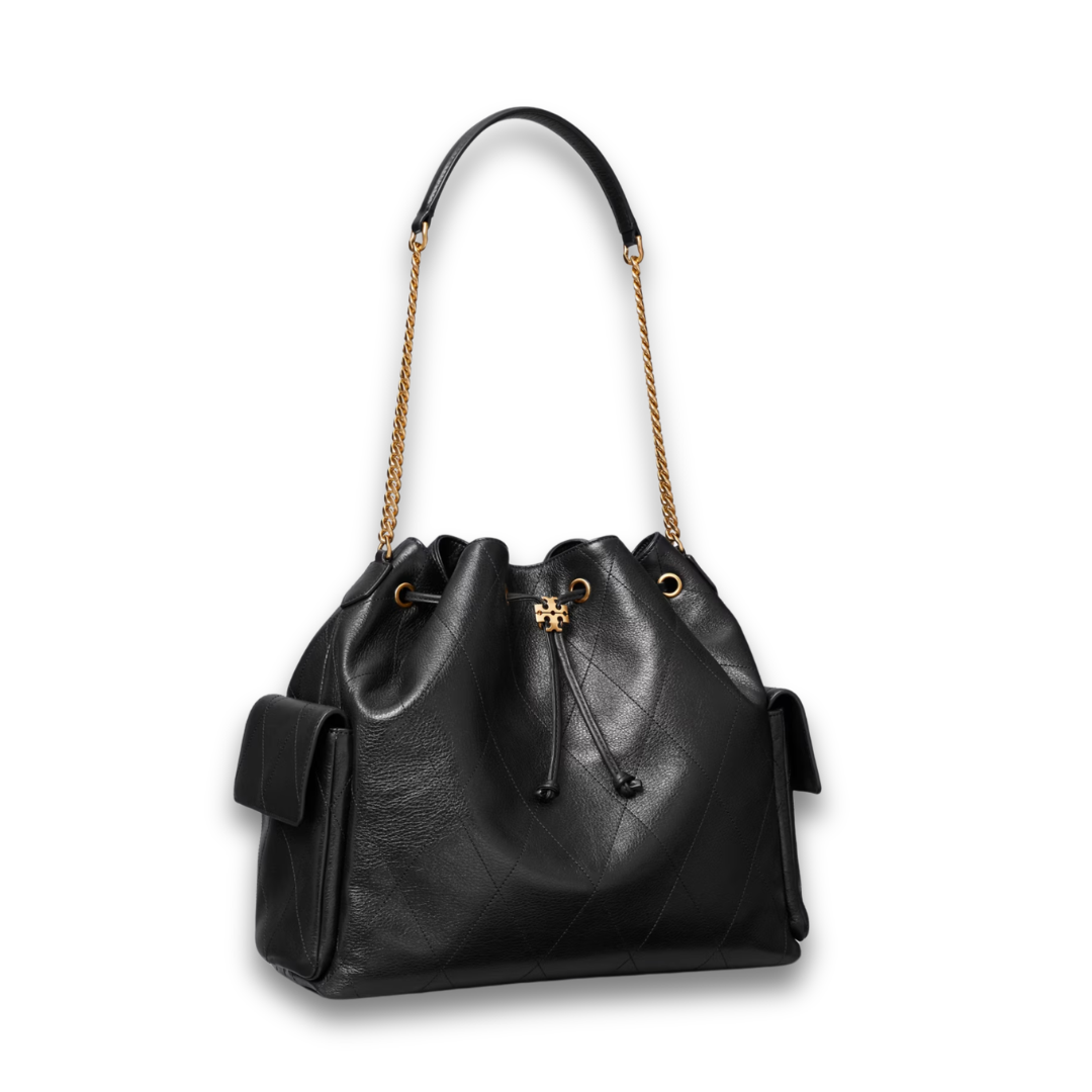 Tory Burch Charlie Quilted Large Drawstring Shoulder Bag