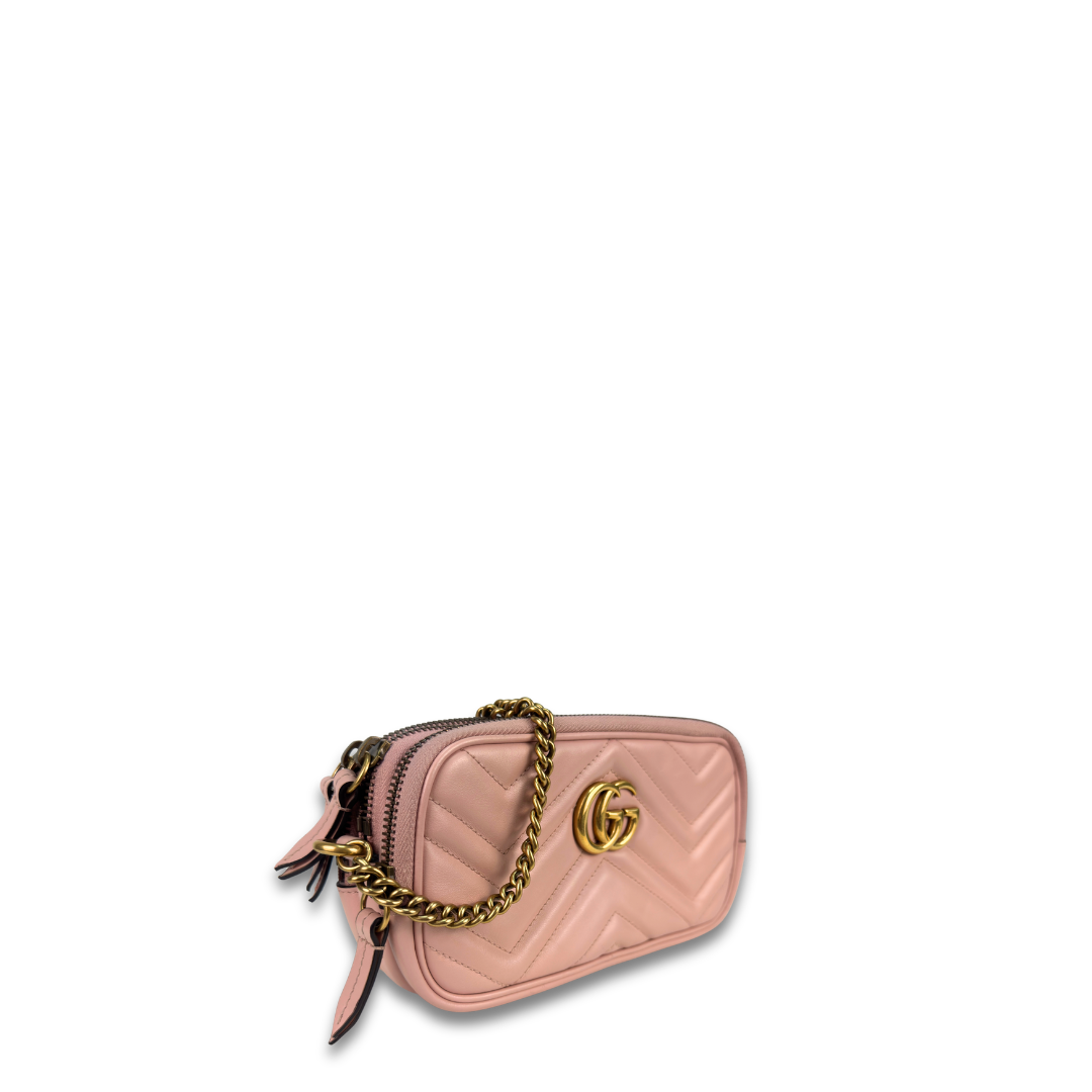 Gucci Pale Pink Triple Zip Marmont Mini