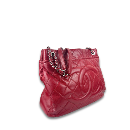 Chanel Burgundy Quilted Caviar CC Timeless Soft Tote