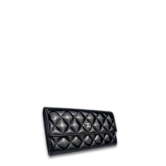 Chanel Black Patent Classic Flap Wallet