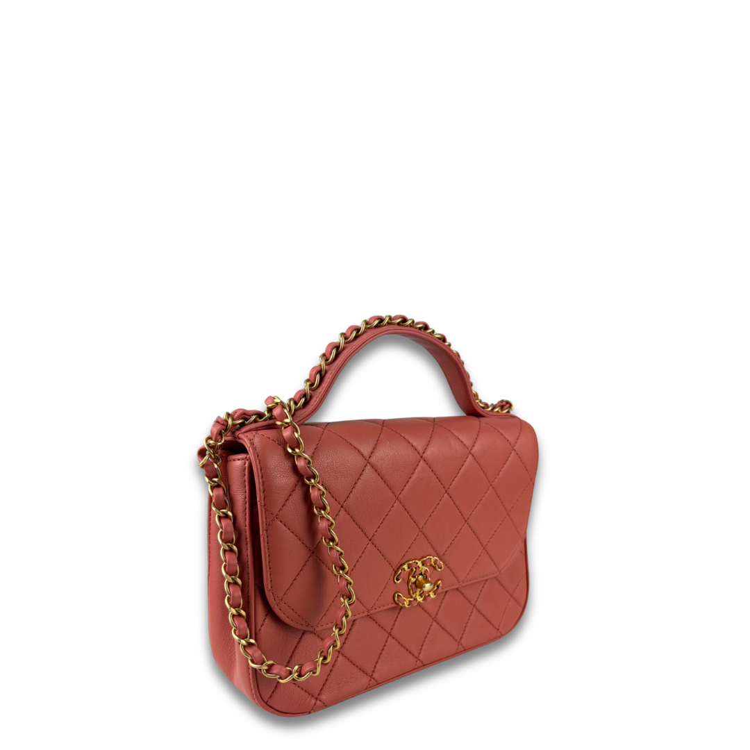 Chanel Salmon Chanel 19 Medium Infinity Top Handle