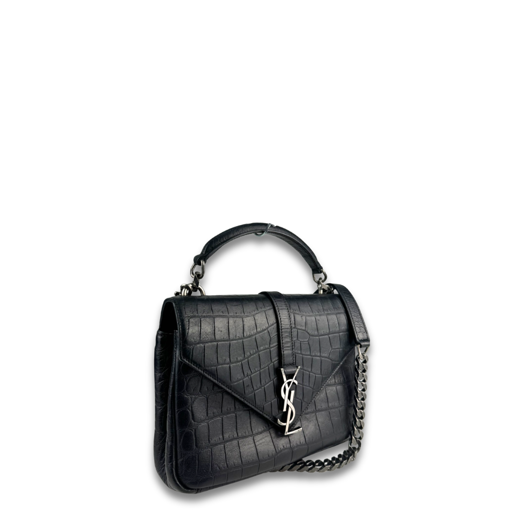 YSL Croc Embossed Medium Collège