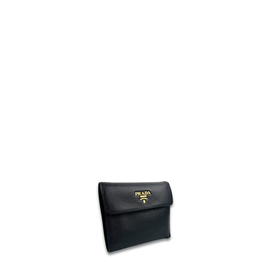 Prada Black Saffiano Compact Wallet