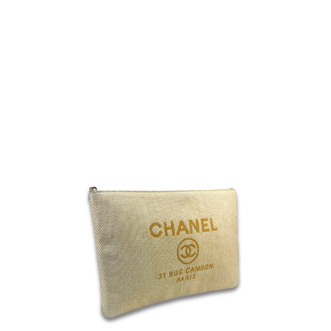 Chanel Canvas Deauville Zipper Pouch