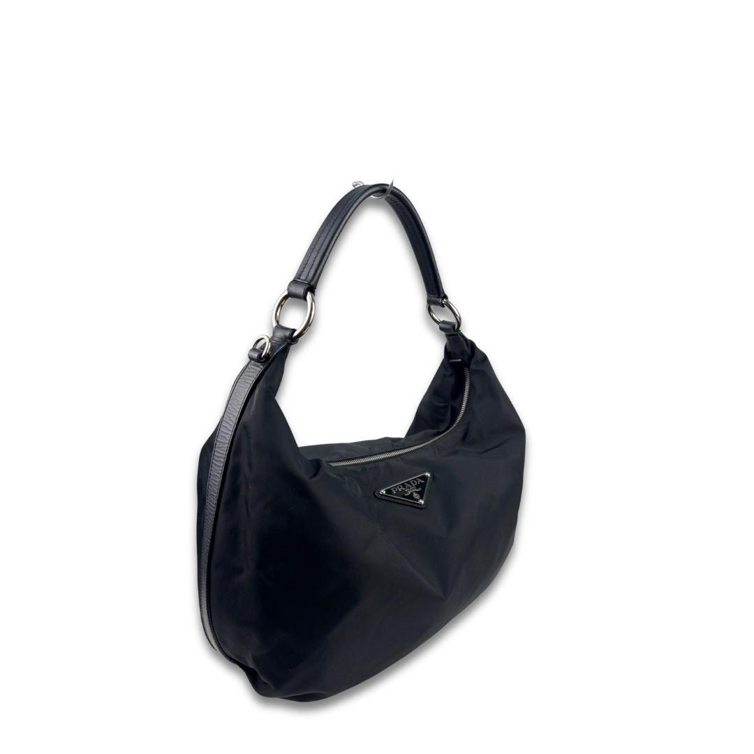 Prada Black Nylon Hobo