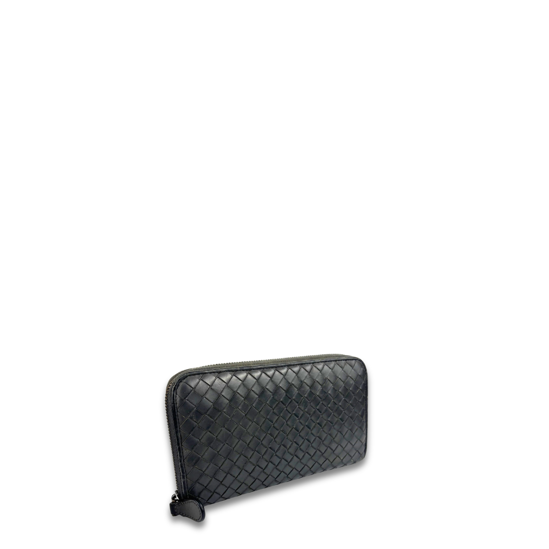 Bottega Veneta Intrecciato Grey Zip Around Wallet