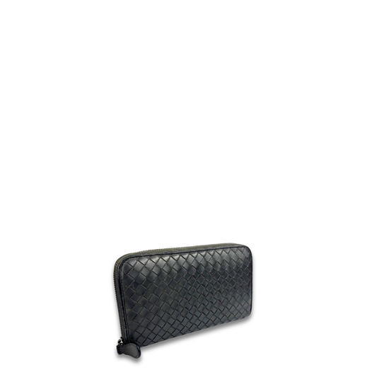 Bottega Veneta Intrecciato Grey Zip Around Wallet