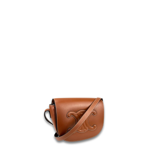 Celine Leather Triomphe Folco Saddle Bag