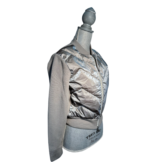 Moncler Silver Padded Cardigan - Size XS