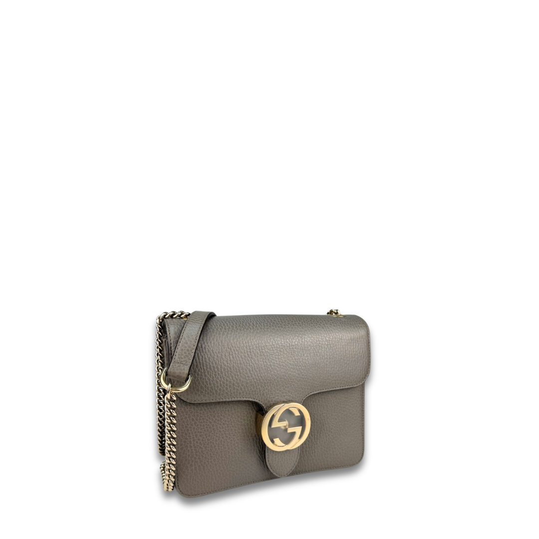 Gucci Grey Interlocking G Medium Shoulder Bag