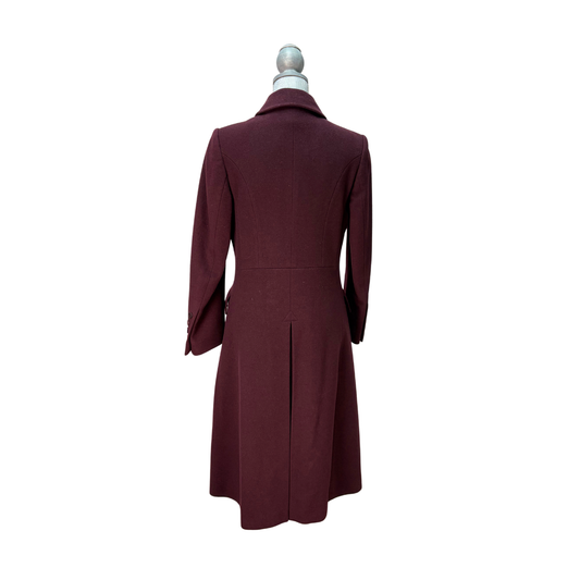 Burberry Burgundy Wool Georgia Coat - Size Small