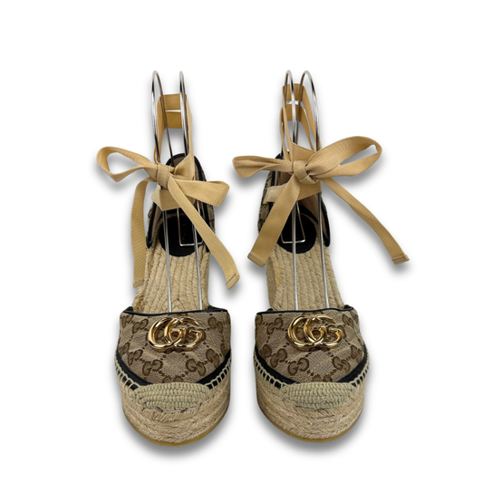 Gucci Canvas Marmont Espadrille Wedges - Size 39