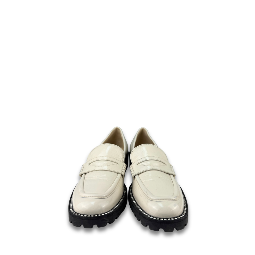Jimmy Choo Cream Patent Deanna Loafers - Size 39.5