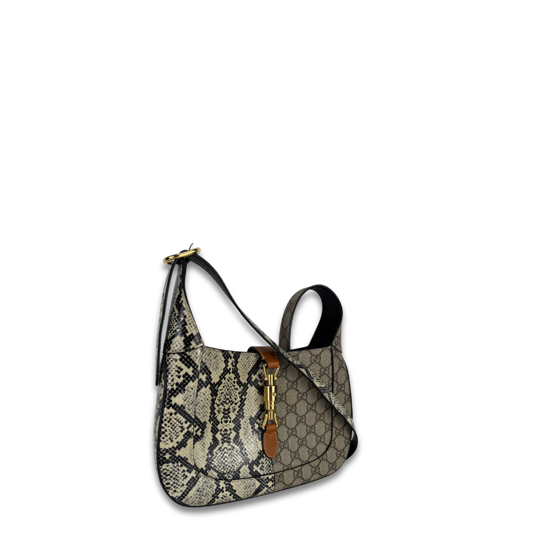 Gucci GG Monogram Snakeskin Small Jackie 1961 Hobo