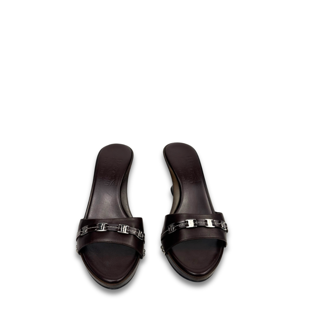 Ferragamo Dark Brown Wedges - Size 37.5