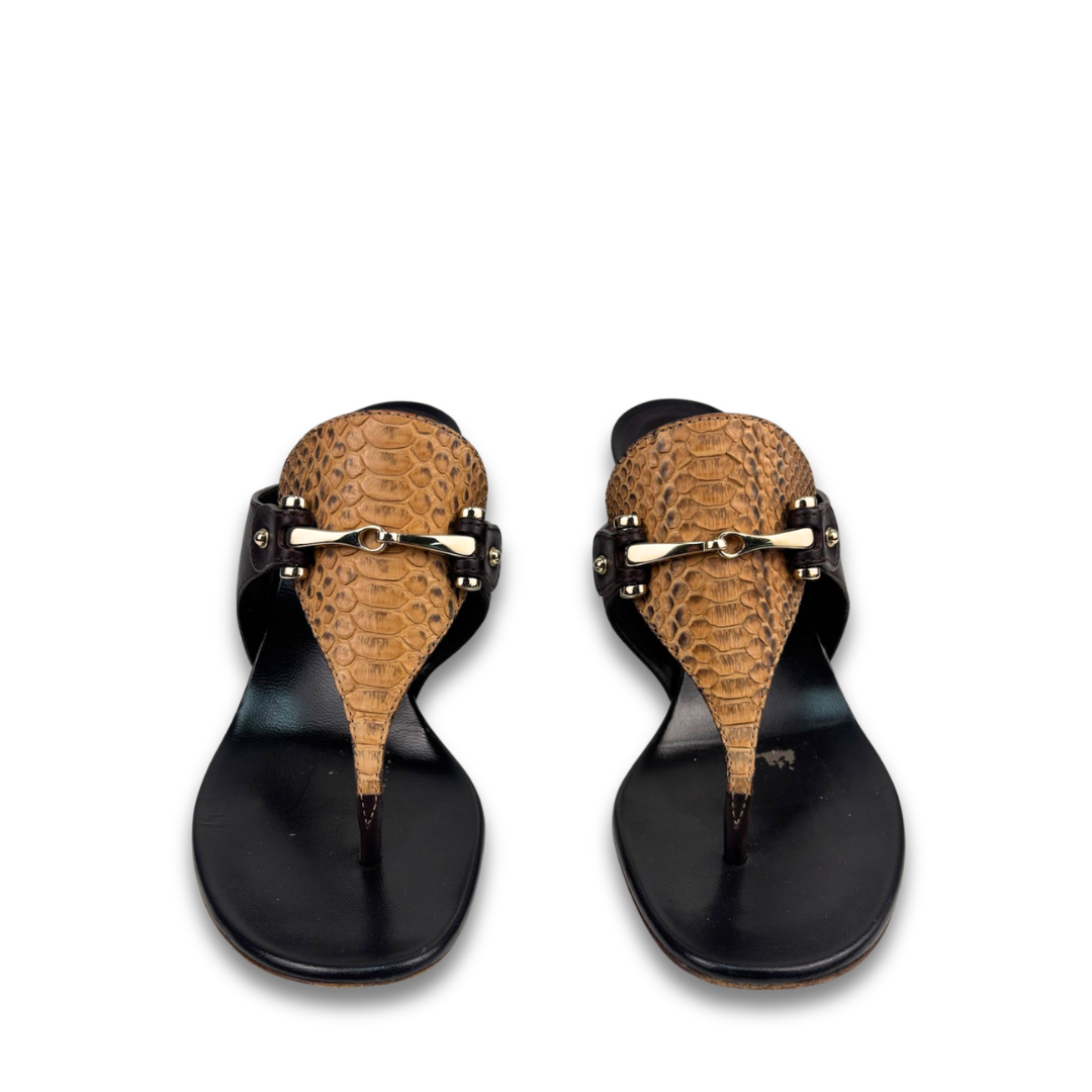Gucci Python Leather Sandals - Size 37.5