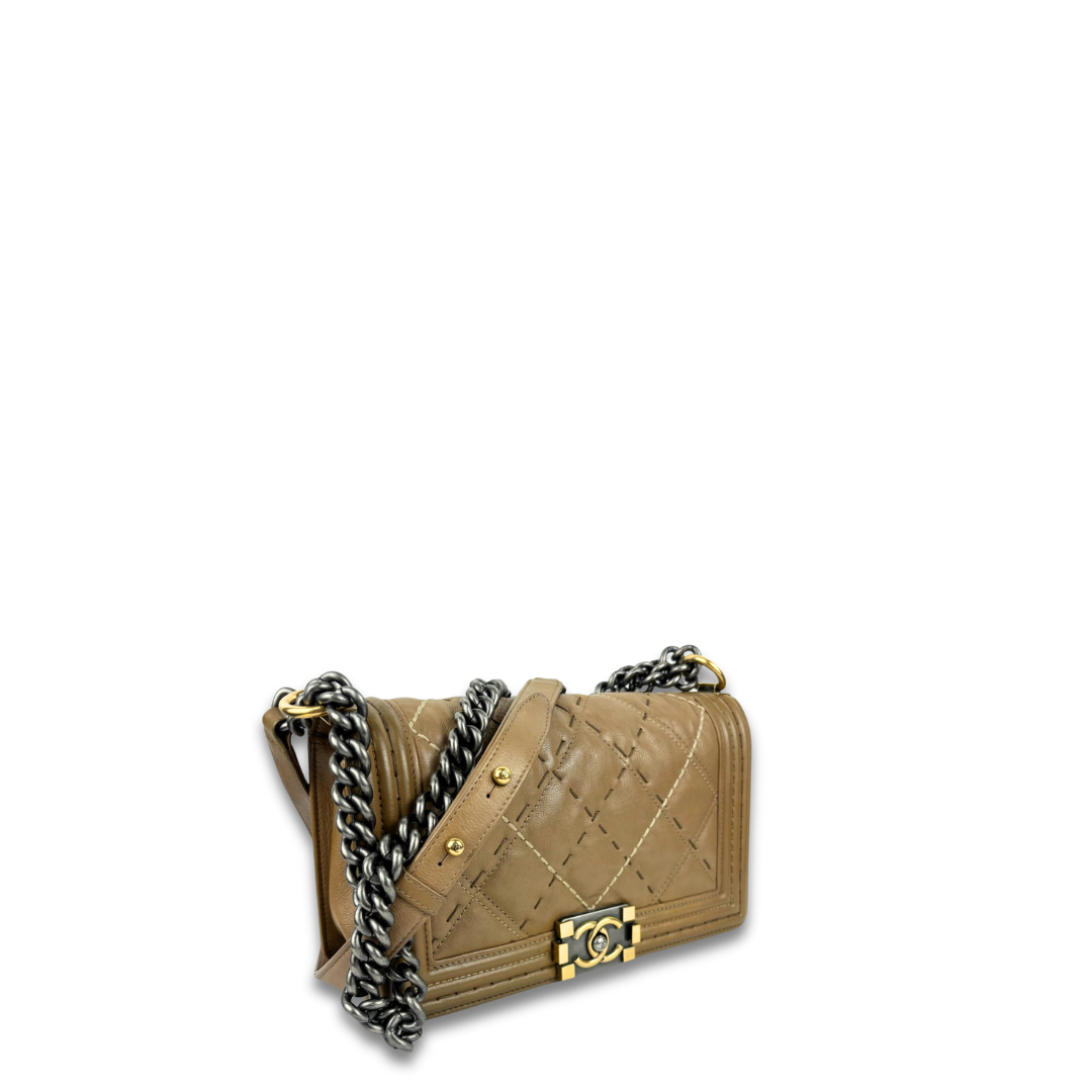 Chanel Brown Stitch Medium Boy Bag