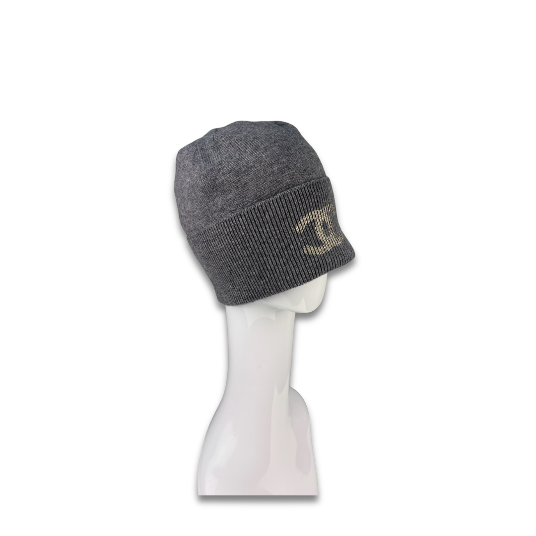 Chanel Grey Cashmere CC Beanie