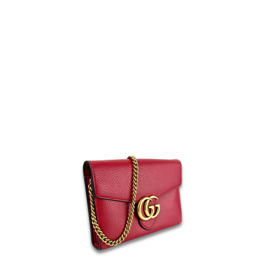 Gucci Red Marmont Mini Chain Wallet