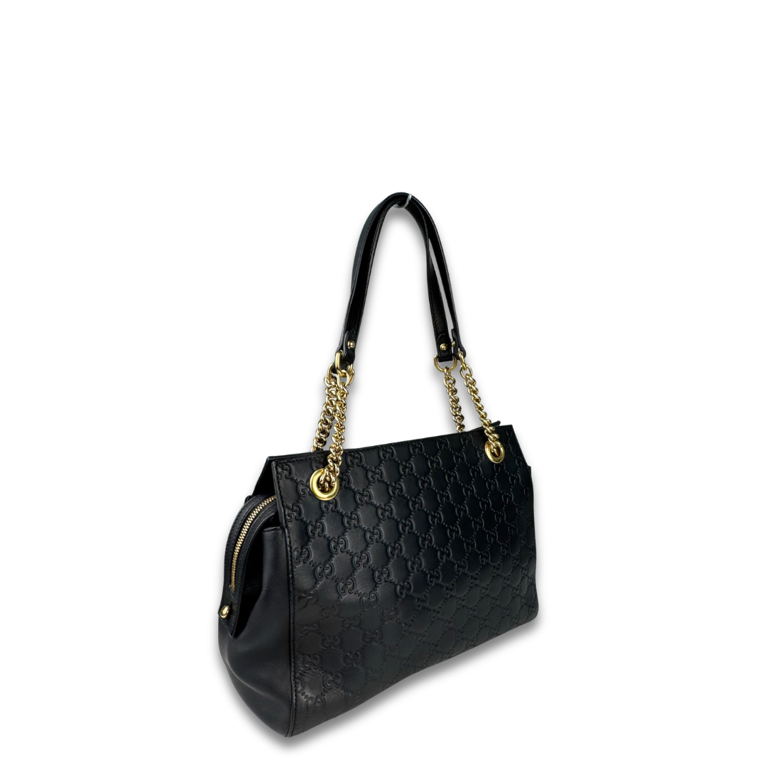 Gucci Black Guccissima Soft Signature Tote