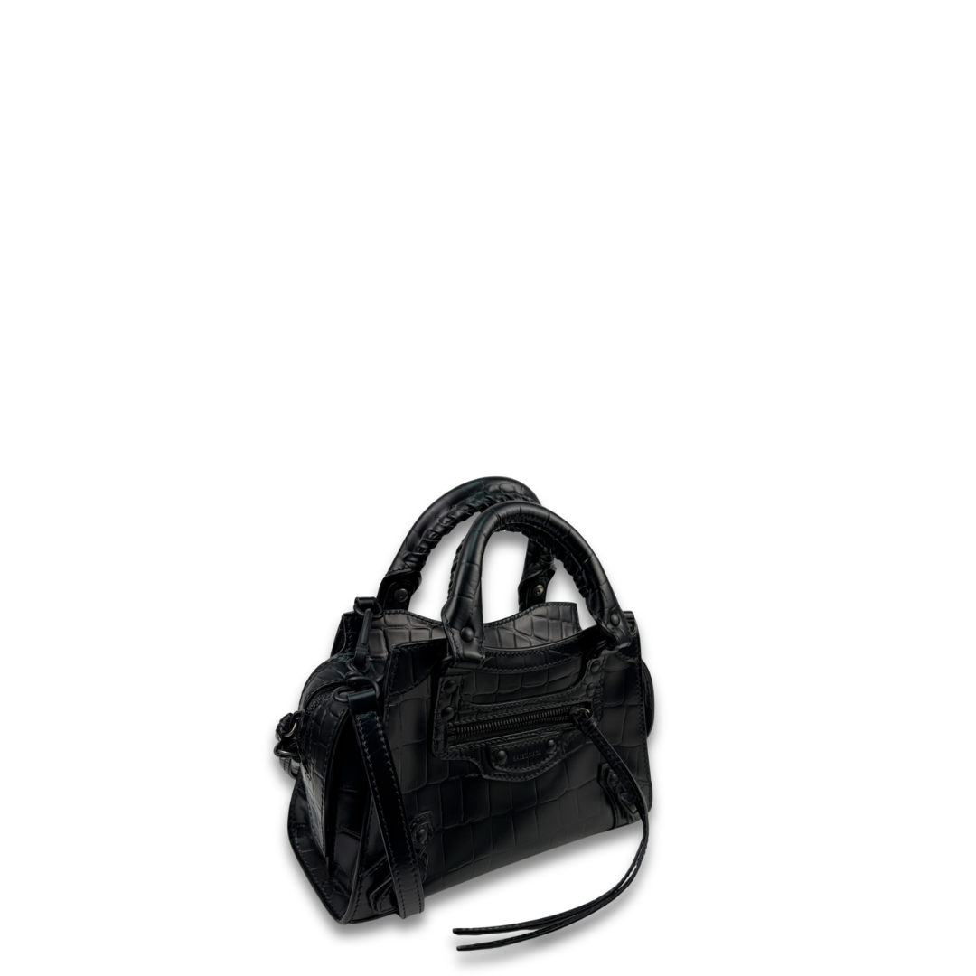 Balenciaga Matte Croc-Embossed Neo Classic City Bag