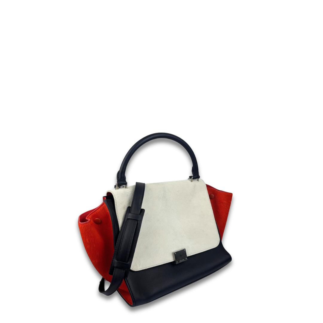 Celine Tricolor Pony Hair Trapeze Bag