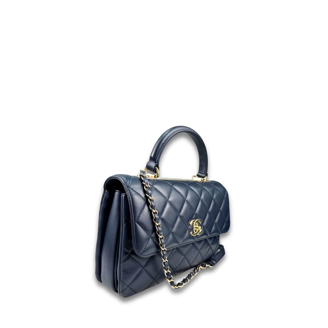 Chanel Navy Blue Medium Trendy Top Handle