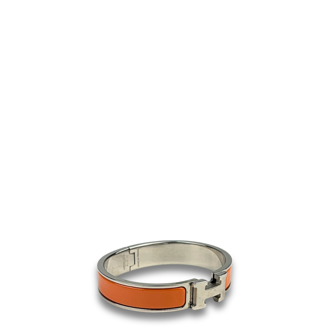 Hermès Orange/Palladium Clic H Bracelet