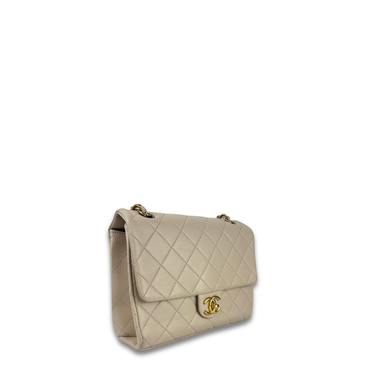 Chanel Beige Classic Square Single Flap