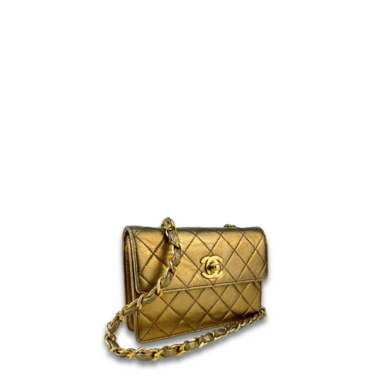 Chanel Metallic Lambskin Extra Mini Single Flap