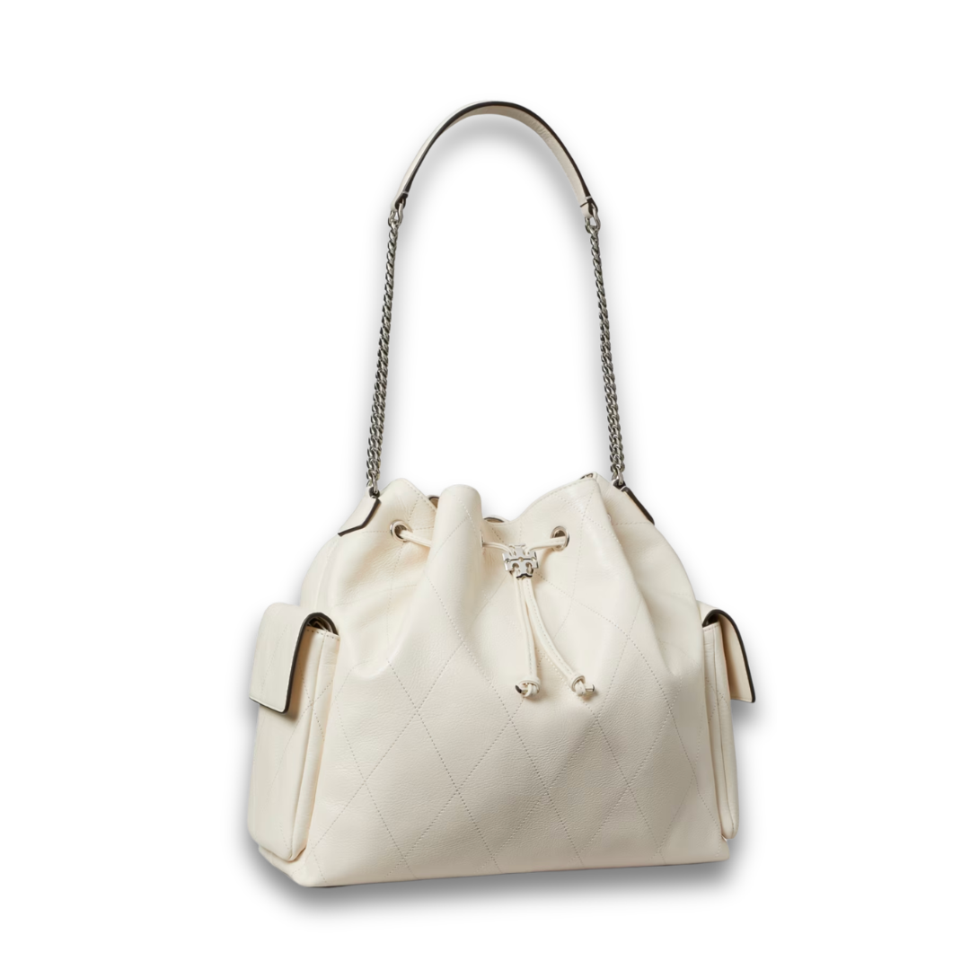 Tory Burch Charlie Quilted Large Drawstring Shoulder Bag