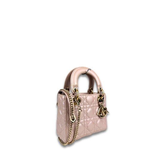 Dior Metallic Rose Gold Mini Lady Dior