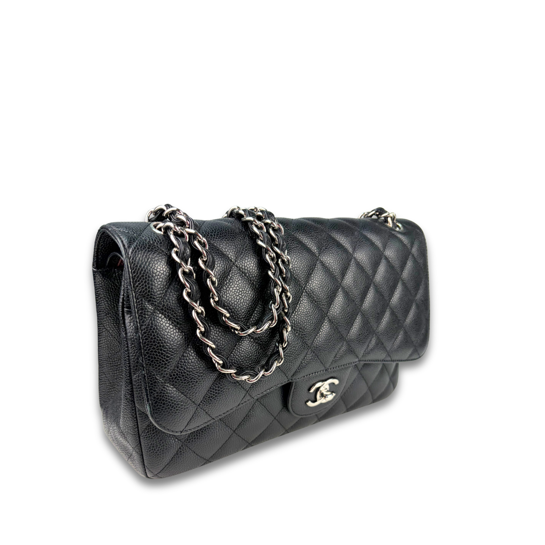 Chanel Black Caviar Classic Jumbo Double Flap